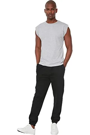 Trendyol Herren Männer Basic Regelmäßige Fit 100% Baumwolle Runder Kragen Zero Hülse Athlet T-Shirt, , S