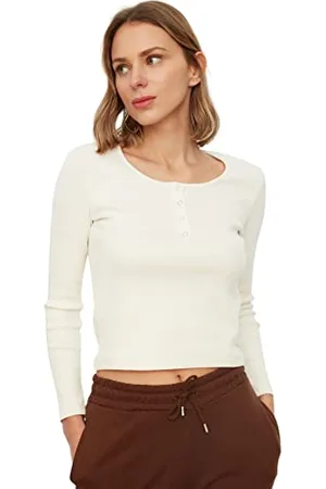 Trendyol Damen Vizon-Nieten mit gestrickter Bluse Blouse, , XL