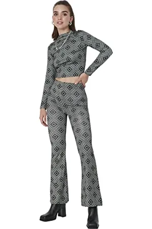 Trendyol Damen Herren Hoher Bund Flared Hose Pants, , L EU