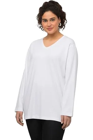 Ulla Popken Damen Basic-v-shirt, Langarmshirt, , 50-52 EU
