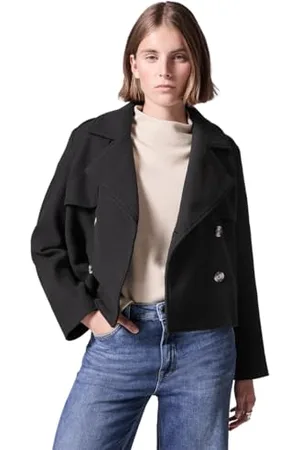 Street one Damen F101160 Kurzer Trenchcoat, Black, 40