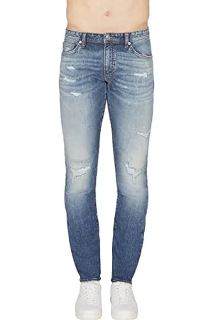 Armani Exchange Mens Skinny, Five Pockets, Back Logo Jeans, Blue, 28