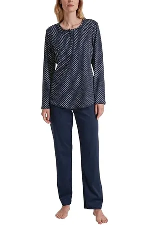 Calida Midnight Dreams Pyjama, lang Damen, aus 100% Dicker Baumwolle