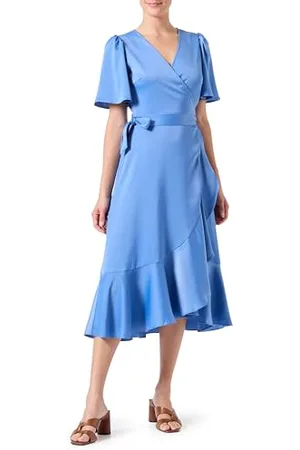 Y.A.S Y.A.S Damen THEA 2/4 MIDI WRAP Dress S. NOOS Wickelkleid, , Medium