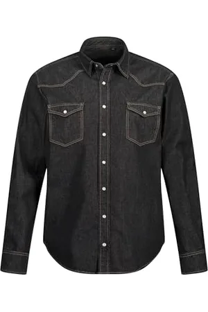 JP 1880 Herren Denimhemd, Mf, Kent Hemden, Black, 7XL