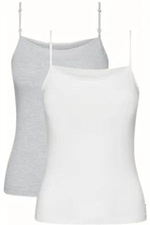 Tommy Hilfiger Damen Tops mit Stretch, Mehrfarbig (White/Grey Heather), XL