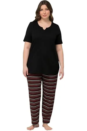 Ulla Popken Damen Pyjama, Stripes Pyjamaset, , 50-52