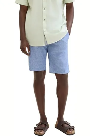 TOM TAILOR Herren Regular Fit Chino Leinen Shorts, , 38