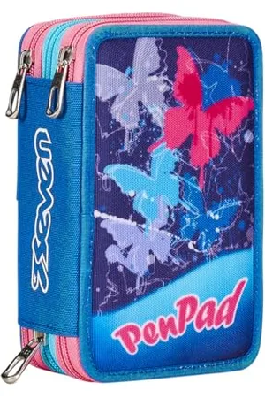 7 for all Mankind Pen Pad Federmäppchen mit 3 Fächern, , dreifach, komplett mit Bleistiften, Filzstiften, Farben, Zubehör Rucksack, Grundschule, Mittel, Oben, Mädchen und Mädchen, , Taglia Unica