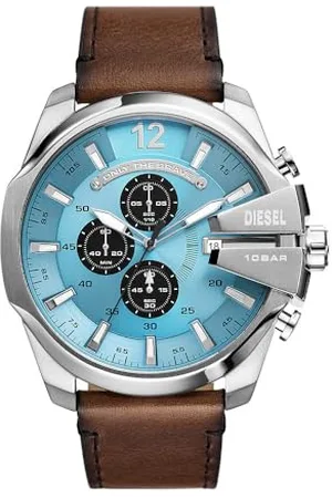 Diesel Watch für Herren Mega Chief Quarz/Chrono Uhrwerk 51 mm Gehäusegröße mit einem Lederarmband DZ4657