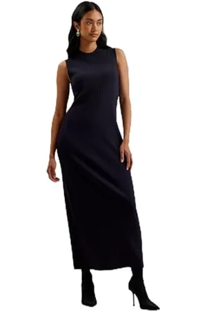 Ted Baker Damen WMD-SANDIII-Ribbed Crew Neck Knitted Column Maxi Dress Lässiges Kleid, , 42