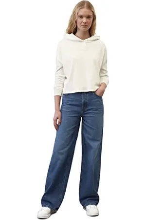 Marc O’ Polo Marc OߴPolo Denim Damen Langarmshirt aus Bio-Baumwolle mit Kapuze, Weiß (Scandinavian White), XL