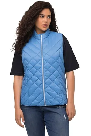 Ulla Popken Damen HYPRAR Steppweste, wasserabweisend, Stehkragen, recycelt Westen, , 46-48