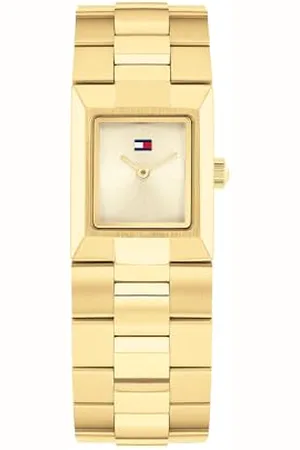 Tommy Hilfiger Damen-Quarzuhr mit Rechteckigem Gehäuse und Edelstahlarmband