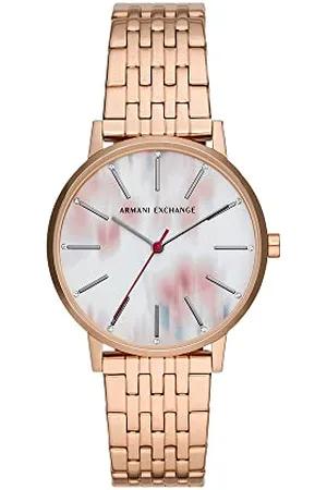 Armani Exchange Uhr für Damen , QuarzDreizeigerwerk, 36MM Rose Gold Edelstahlgehäuse mit einem Edelstahlarmband, AX5589