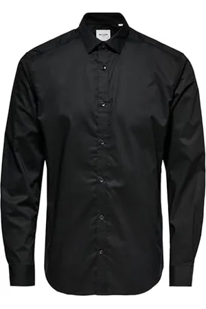Only & Sons Herren Onssane Ls Solid Poplin Shirt Hemd, Black, L EU