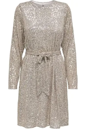 ONLY Damen ONLANA L/S Belt Dress JRS Kleid, /Detail:Pumioce Stone Sequins, Medium