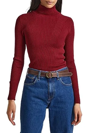 Pepe Jeans Damen Dalia Rolled Collar Pullover Sweater, Red (Burgundy), L