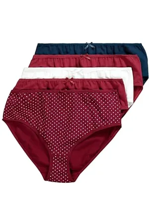 Ulla Popken Damen Midislips, 5er-Pack, Punkte/Einfarbig Slip, , 58-60 EU