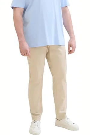 TOM TAILOR Herren Plussize Regular Fit Washed Chino Hose, silver ecru, 40/32