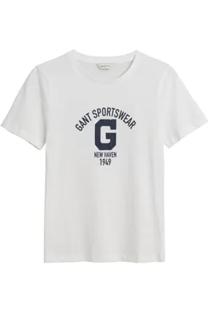 GANT Damen REG Logo SS T-Shirt, White, Small