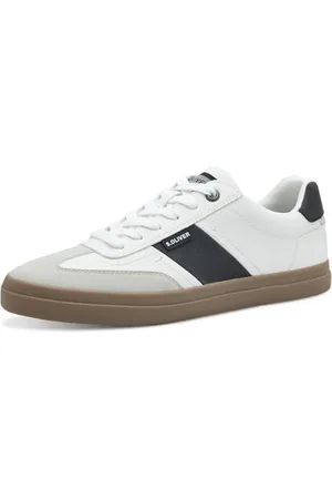QS by s.Oliver Herren Sneaker flach mit Schnürsenkeln Low Top, Mehrfarbig (White/Black), 44 EU