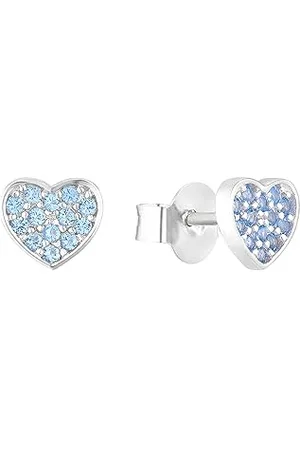 QS by s.Oliver Ohrstecker 925 Sterling Silber Mädchen Kinder Ohrschmuck, mit Zirkonia synth., 0,7 cm, Silber, Herz, Kommt in Schmuck Geschenk Box, 2036824