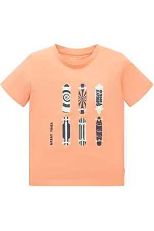 TOM TAILOR Jungen Kinder T-Shirt mit Print 1035081, Orange, 92-98