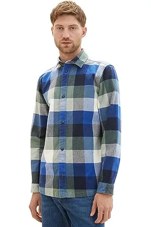 TOM TAILOR Herren 1037448 Overshirt Hemd mit großem Karo-Muster aus Baumwolle, 32311-blue Colorful Block Check, L