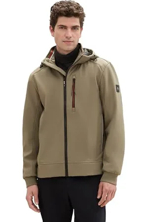 TOM TAILOR Herren 1041315 Softshell Jacke mit Kapuze, 32097-Smokey Olive Green, XL
