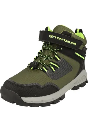 TOM TAILOR 4270040005 Schneestiefel, Khaki-Black-Lime, 33 EU