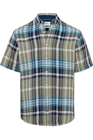 Brax Herren Style Dan C Pure Linen Kariertes Kurzarmhemd aus Leinen Hemd, , S