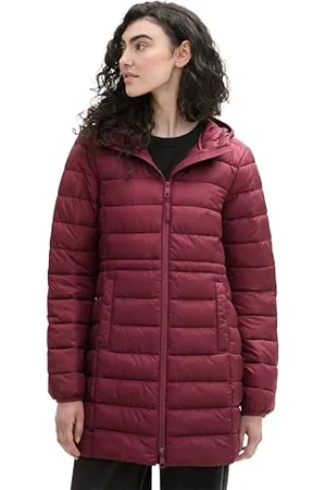 TOM TAILOR Damen 1042099 Lightweight Steppmantel mit Kapuze, 35736-Deep Wine Red, XS