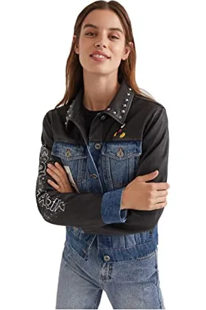 Desigual Womens CHAQ_Mickey World Kunstlederjacke, Black, S