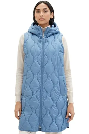 TOM TAILOR Damen Longstyle Lightwight Weste mit Kapuze, , M