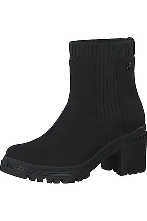 QS by s.Oliver Damen Chelsea Boots zum Reinschlüpfen mit Absatz Vegan (Black), 38