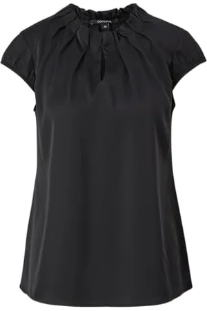 Comma, Satinbluse mit Raffung schwarz 46