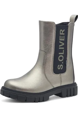 QS by s.Oliver Mädchen Chelsea Boots mit Reißverschluss Wasserabweisend, Silber , 36 EU
