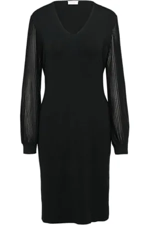 QS by s.Oliver Damen 2156042 Strickkleid mit semitransparenten Ärmeln, , 42