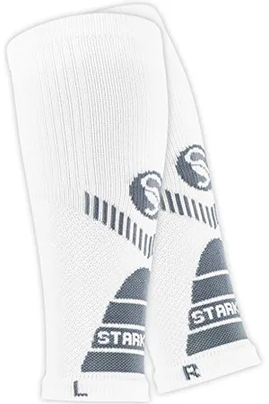 STARK SOUL 2 Paar Waden Kompressionsstrümpfe ohne Fuss für Damen und Herren, Sport Wadenstulpen, Wadenbandage, Beinlinge, Weiss, Gr. S