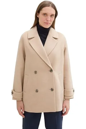 TOM TAILOR Damen 1041492 Kurzer Caban Mantel, 35746-Soft Ivory Melange, XXL