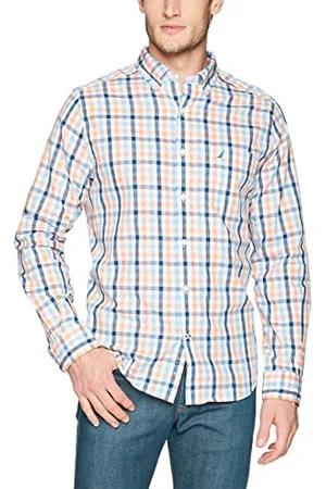 Nautica Herren Wrinkle Resistant Long Sleeve Front Shirt Button Down Hemd, , Groß