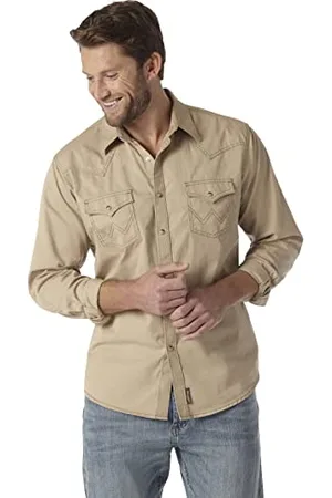 Wrangler Herren Mvr502t Hemd mit Button Down Kragen, Hautfarben, L EU