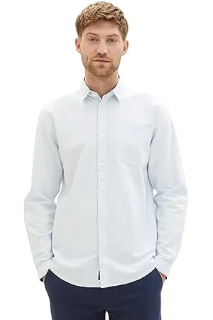 TOM TAILOR Herren 1037446 Regular Fit Oxford Hemd mit Streifen, 32302-light Blue Stripe, S