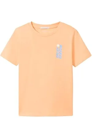 TOM TAILOR Jungen Kinder T-Shirt mit Rückenprint , shiny apricot orange, 116/122