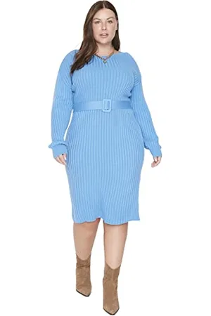 Trendyol Damen Woman Mini Standard Square Collar Woven Dress Kleid, , 4XL