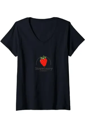 Fruit Of The Loom Damen Erdbeere T-Shirt mit V-Ausschnitt