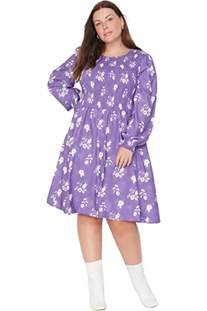 Trendyol Damen Maxi Standard Regular Plus Size Dress Kleid, Purple, 44