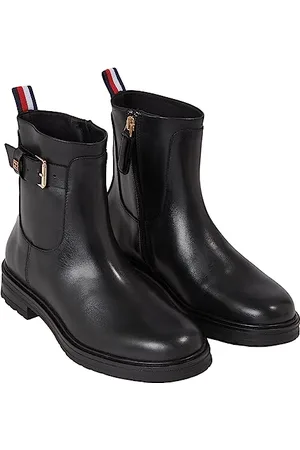 Tommy Hilfiger Damen Low Boot Stiefel Leather Stiefeletten, (Black), 36
