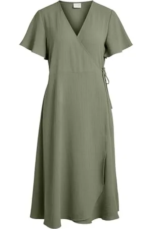 VILA VILOVIE S/S WRAP MIDI Dress - NOOS